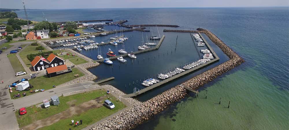 Spodsbjerg Lystbådehavn set fra luften